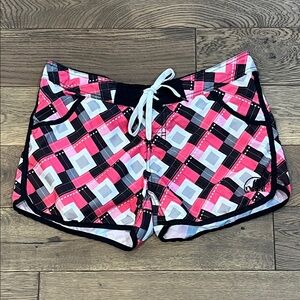 Body Glove Board Shorts Vintage 2000’s Pink & Black Geometric Juniors Size 13